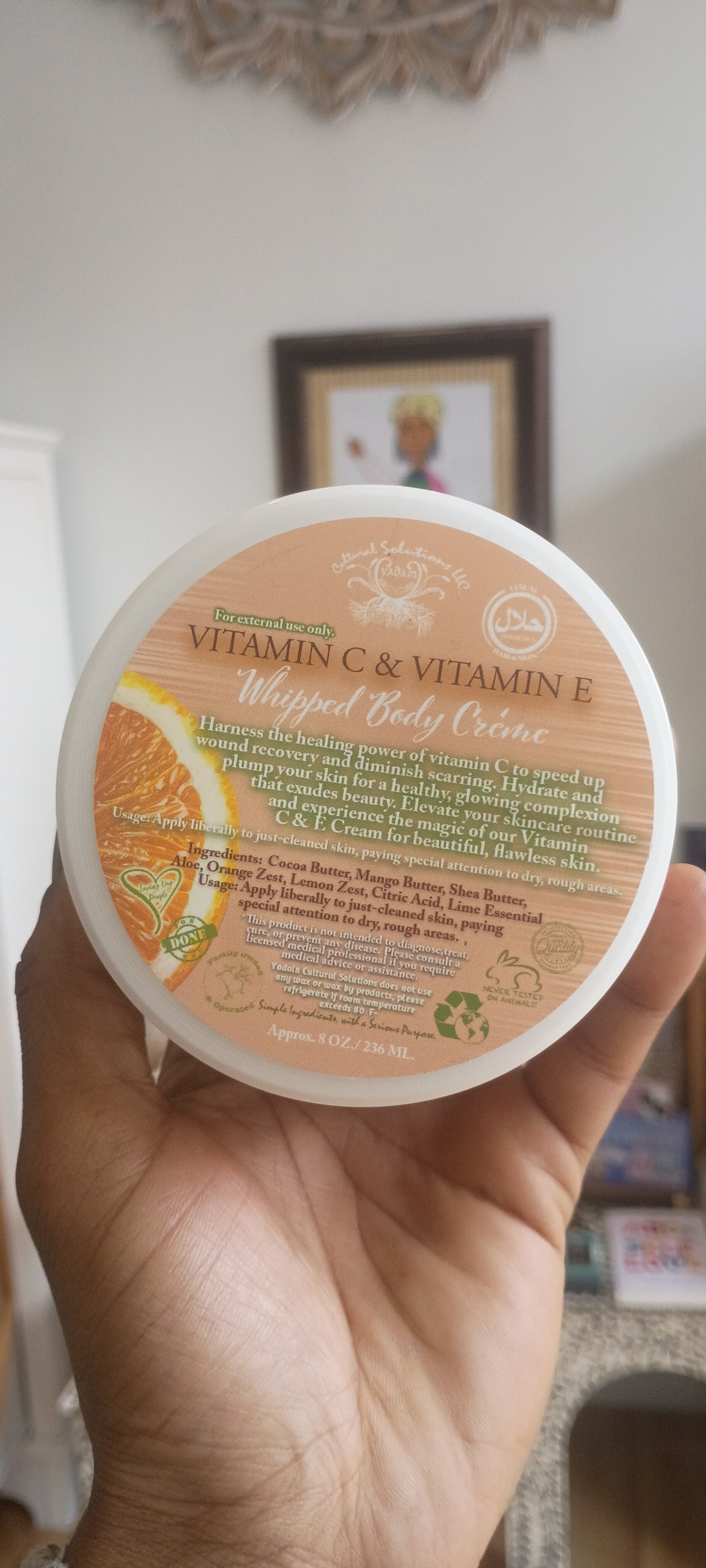 Whipped body creme vitamin c and vitamin e